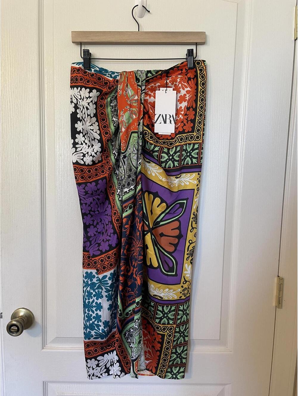 Zara Multicolored sarong style skirt medium New with Tags